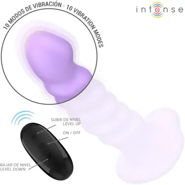 INTENSE - BRENDA VIBRADOR TALLA M DISEÑO EN ESPIRAL 10 VIBRACIONES MORADO CONTROL REMOTO 