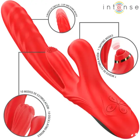 INTENSE - ROSALIA VIBRADOR MULTIFUNCIÓN 3 EN 1 ROJO 