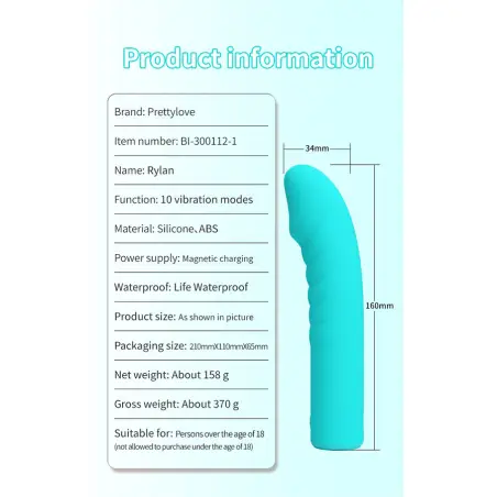 PRETTY LOVE - RYLAN VIBRADOR PUNTO G AZUL Vibradores Punto G