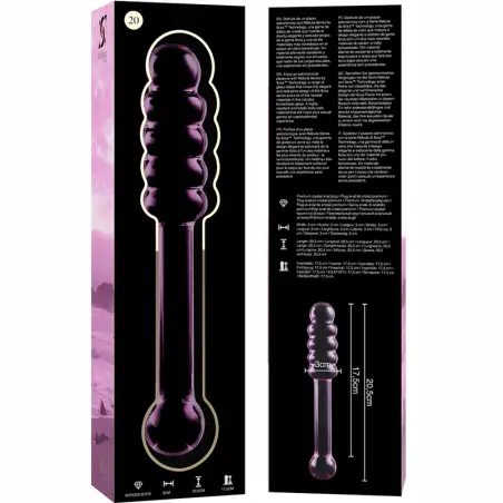 NEBULA SERIES BY IBIZA - MODELO 20 DILDO CRISTAL ROSA 20.5 CM -O- 3 CM 