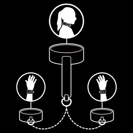 FETISH SUBMISSIVE - COLLAR Y ESPOSAS CUERO VEGANO CON FORRO DE NEOPRENO 