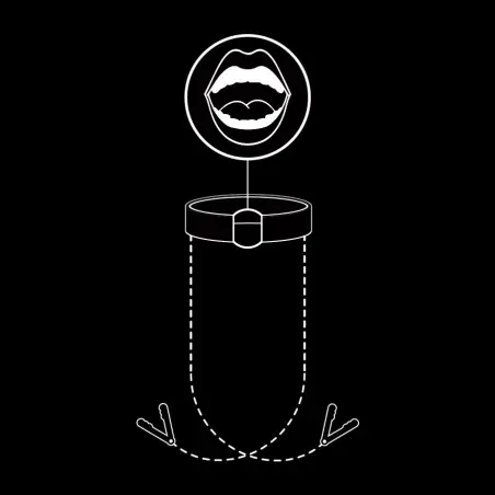 FETISH SUBMISSIVE - ANILLA MORDAZA CON PINZAS PARA PEZONES 