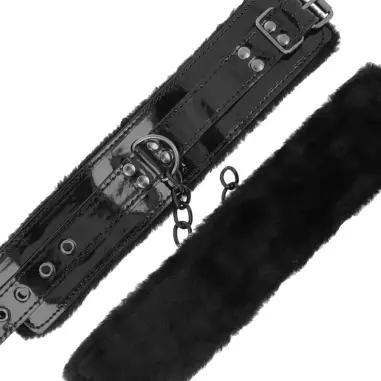 DARKNESS - ESPOSAS CUERO AJUSTABLES MANOS NEGRO CON CANDADO Esposas