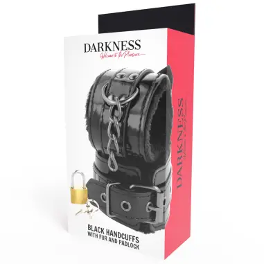 DARKNESS - ESPOSAS CUERO AJUSTABLES MANOS NEGRO CON CANDADO Esposas