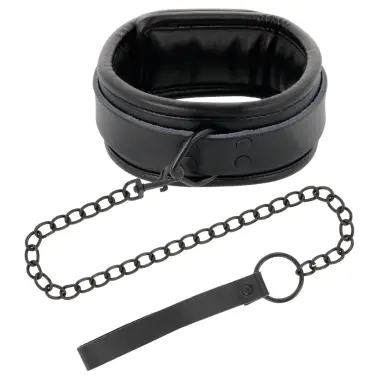 DARKNESS - ESPOSAS Y COLLAR DE CUERO NEGRO 