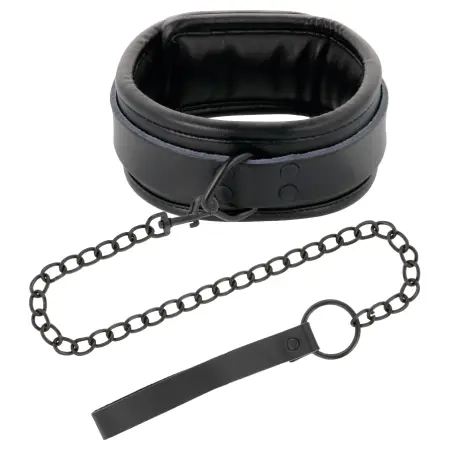 DARKNESS - ESPOSAS Y COLLAR DE CUERO NEGRO 