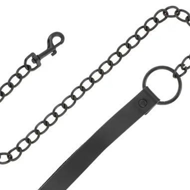 DARKNESS - ESPOSAS Y COLLAR DE CUERO NEGRO 
