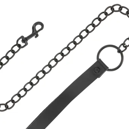 DARKNESS - ESPOSAS Y COLLAR DE CUERO NEGRO 