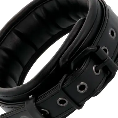 DARKNESS - ESPOSAS Y COLLAR DE CUERO NEGRO 