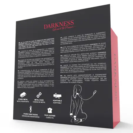 DARKNESS - ESPOSAS Y COLLAR DE CUERO NEGRO 
