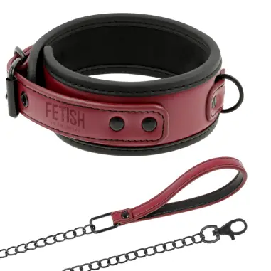 FETISH SUBMISSIVE DARK ROOM - COLLAR CON CADENA CON FORRO DE NEOPRENO 