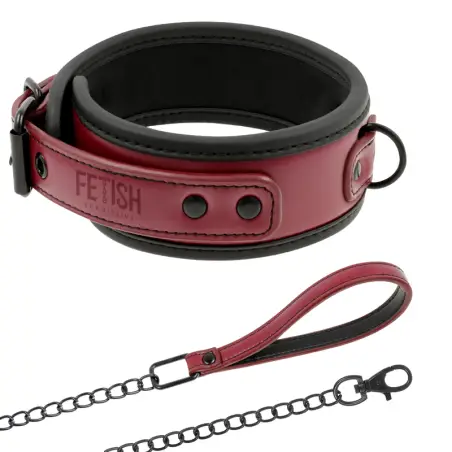 FETISH SUBMISSIVE DARK ROOM - COLLAR CON CADENA CON FORRO DE NEOPRENO 