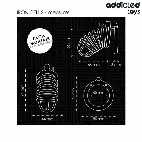 ADDICTED TOYS LOCKED - IRON CELL JAULA PARA PENE DE METAL 4 CM TALLA S Jaulas Pene BDSM