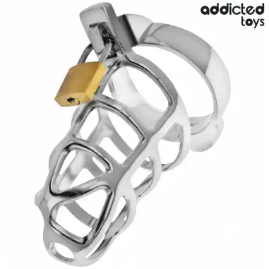 ADDICTED TOYS LOCKED - SILVER LOCK JAULA PARA PENE DE METAL TALLA M Jaulas Pene BDSM