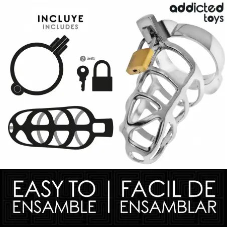 ADDICTED TOYS LOCKED - SILVER LOCK JAULA PARA PENE DE METAL TALLA M Jaulas Pene BDSM