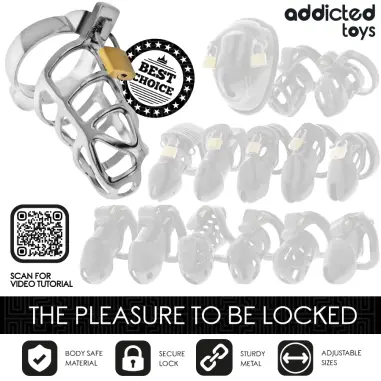 ADDICTED TOYS LOCKED - SILVER LOCK JAULA PARA PENE DE METAL TALLA M Jaulas Pene BDSM