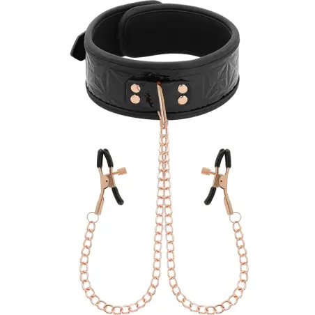 BEGME - BLACK EDITION COLLAR CON CADENAS Y PINZAS PEZONES CON FORRO DE NEOPRENO 