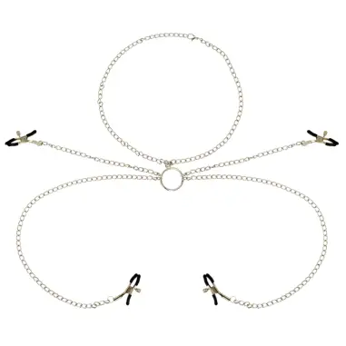 OHMAMA FETISH - 4 PINZAS PEZONES CON COLLAR DE CADENAS 