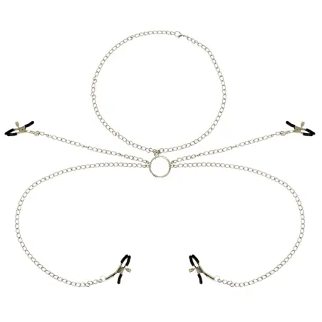 OHMAMA FETISH - 4 PINZAS PEZONES CON COLLAR DE CADENAS 
