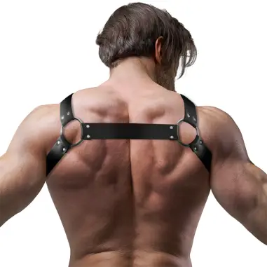 FETISH SUBMISSIVE ATTITUDE - ARNÉS BULLDOG AJUSTABLE NEOPRENO PECHO CRUZADO CON CREMALLERAS HOMBRE 