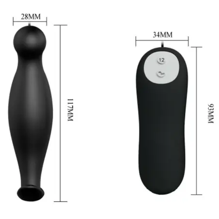 PRETTY LOVE - PLUG ANAL SILICONA 12 MODOS VIBRACIÓN NEGRO Plugs Anales