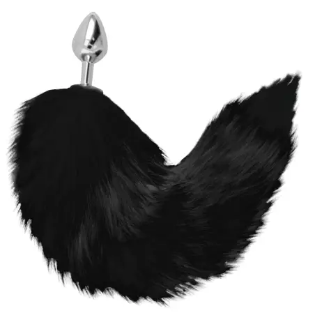 DARKNESS - PLUG ANAL SILVER 8 CM CON COLA NEGRO 
