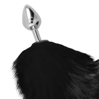 DARKNESS - PLUG ANAL SILVER 8 CM CON COLA NEGRO 