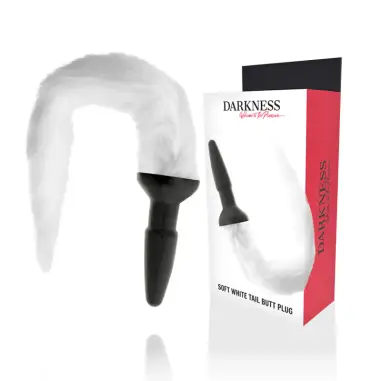 DARKNESS - PLUG ANAL SILICONA CON COLA BLANCA 