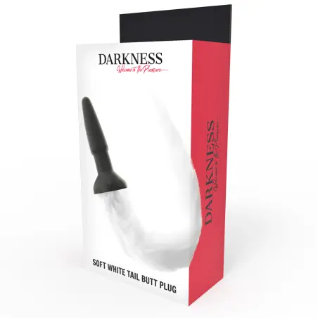 DARKNESS - PLUG ANAL SILICONA CON COLA BLANCA 