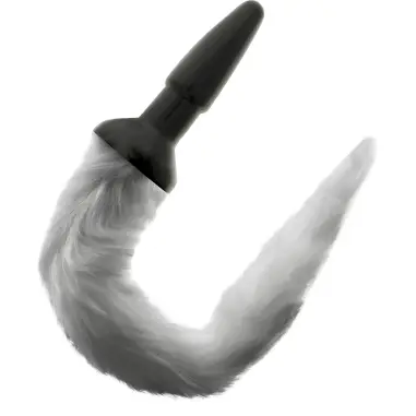 DARKNESS - PLUG ANAL SILICONA CON COLA GRIS 