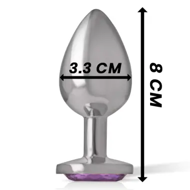 INTENSE - PLUG ANAL METAL ALUMINIO CON CRISTAL VIOLETA TALLA M 