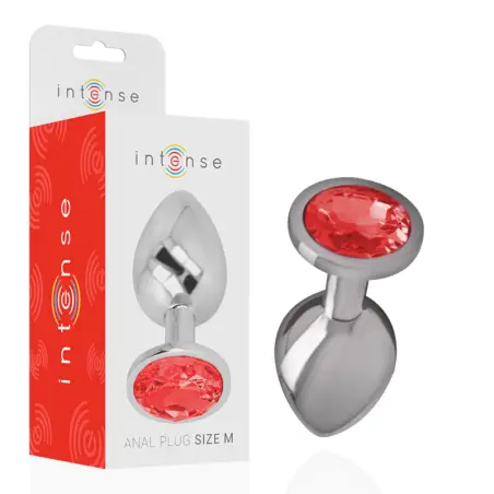 INTENSE - PLUG ANAL METAL CON CRISTAL ROJO TALLA M 