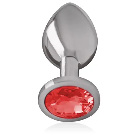 INTENSE - PLUG ANAL METAL CON CRISTAL ROJO TALLA M 