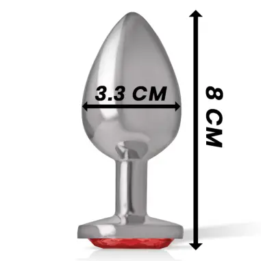 INTENSE - PLUG ANAL METAL CON CRISTAL ROJO TALLA M 