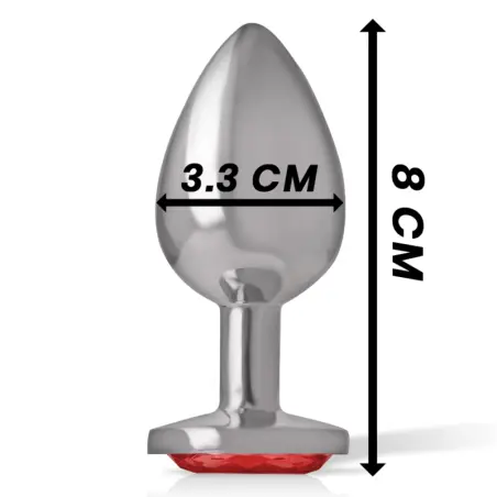 INTENSE - PLUG ANAL METAL CON CRISTAL ROJO TALLA M 
