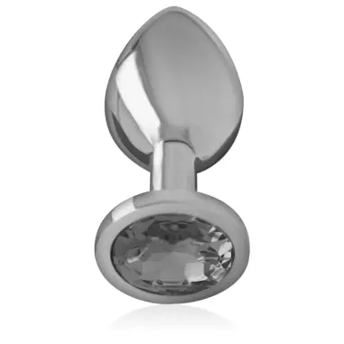 INTENSE - PLUG ANAL METAL ALUMINIO CON CRISTAL NEGRO TALLA M 