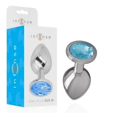 INTENSE - PLUG ANAL METAL ALUMINIO CON CRISTAL AZUL TALLA M Plugs Anales