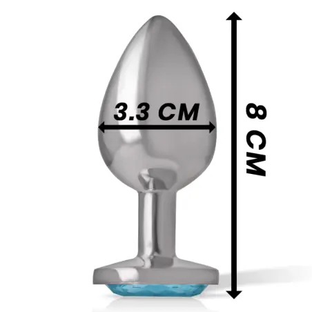 INTENSE - PLUG ANAL METAL ALUMINIO CON CRISTAL AZUL TALLA M Plugs Anales