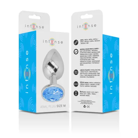 INTENSE - PLUG ANAL METAL ALUMINIO CON CRISTAL AZUL TALLA M Plugs Anales