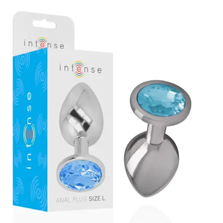 INTENSE - PLUG ANAL METAL ALUMINIO CON CRISTAL AZUL TALLA L Plugs Anales