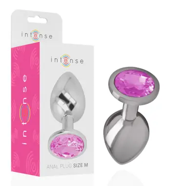 INTENSE - PLUG ANAL METAL ALUMINIO CON CRISTAL ROSA TALLA M 
