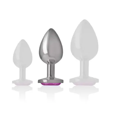 INTENSE - PLUG ANAL METAL ALUMINIO CON CRISTAL ROSA TALLA M 