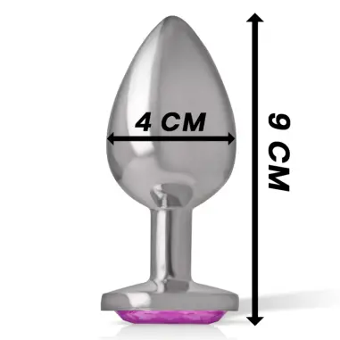 INTENSE - PLUG ANAL METAL ALUMINIO CON CRISTAL ROSA TALLA L 