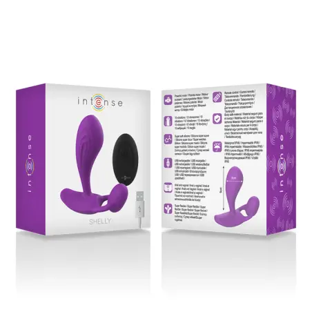 INTENSE - SHELLY DUO ANAL-PERINEO , VAGINAL-CLITORIS REMOTO MORADO 