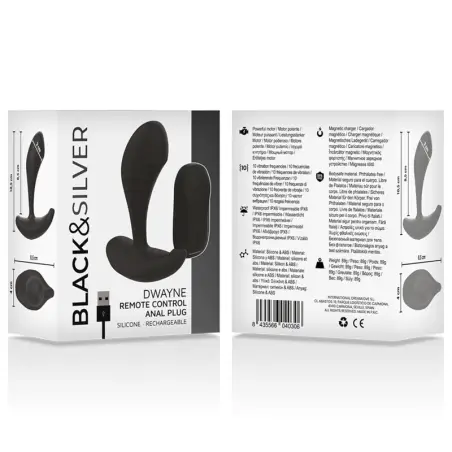 BLACK&SILVER - DWAYNE PLUG ANAL SILICONA CONTROL REMOTO 