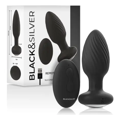 BLACK&SILVER - WELLS PLUG ROTADOR ANAL SILICONA CONTROL REMOTO 