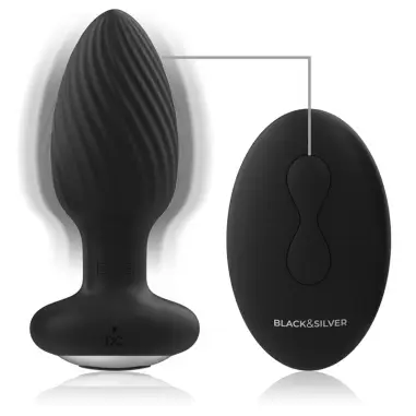 BLACK&SILVER - WELLS PLUG ROTADOR ANAL SILICONA CONTROL REMOTO 
