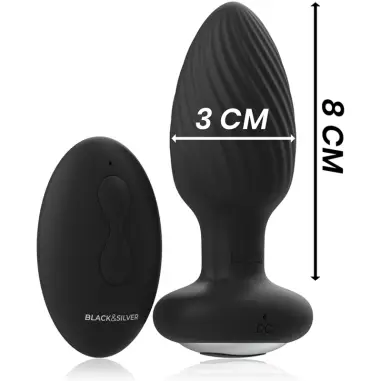 BLACK&SILVER - WELLS PLUG ROTADOR ANAL SILICONA CONTROL REMOTO 