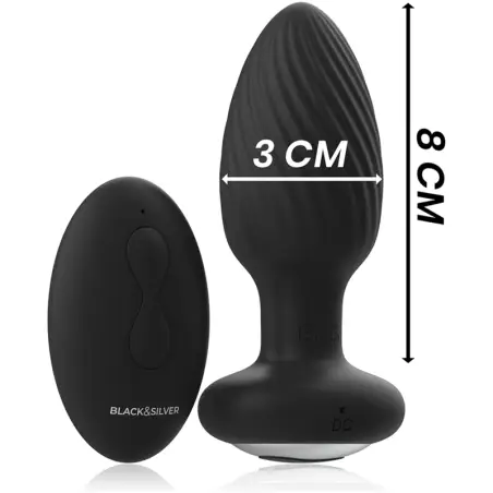 BLACK&SILVER - WELLS PLUG ROTADOR ANAL SILICONA CONTROL REMOTO 