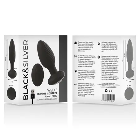 BLACK&SILVER - WELLS PLUG ROTADOR ANAL SILICONA CONTROL REMOTO 